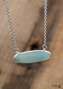 Boho Necklace, Blue Amazonite Pendant Silver Chain